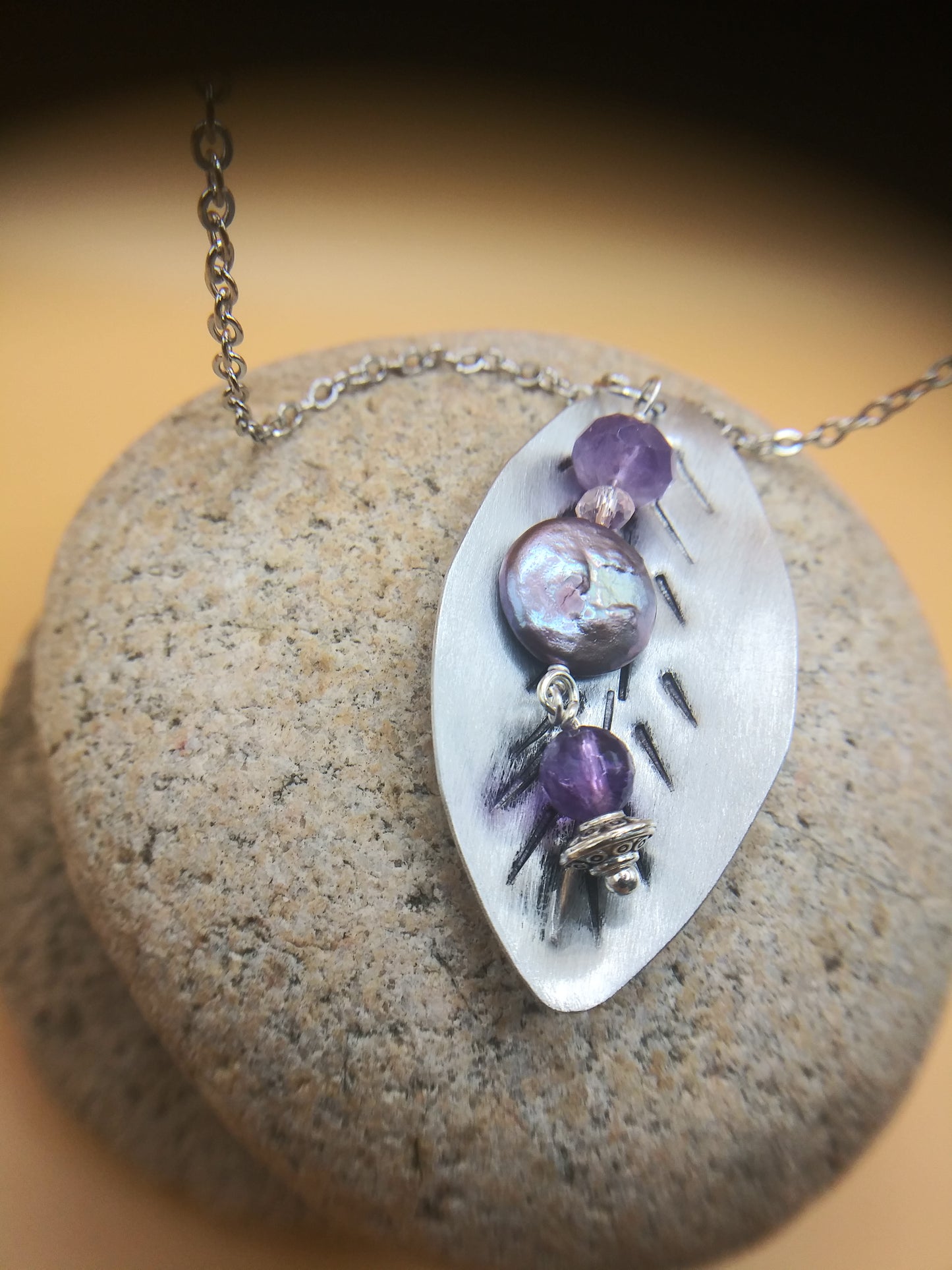New Leaf Necklace with Coin Pearl