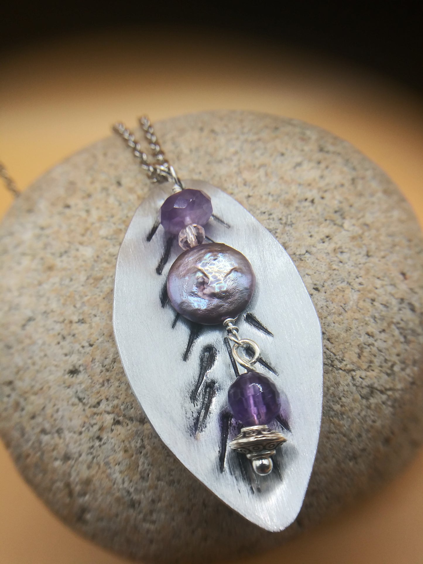 New Leaf Necklace with Coin Pearl