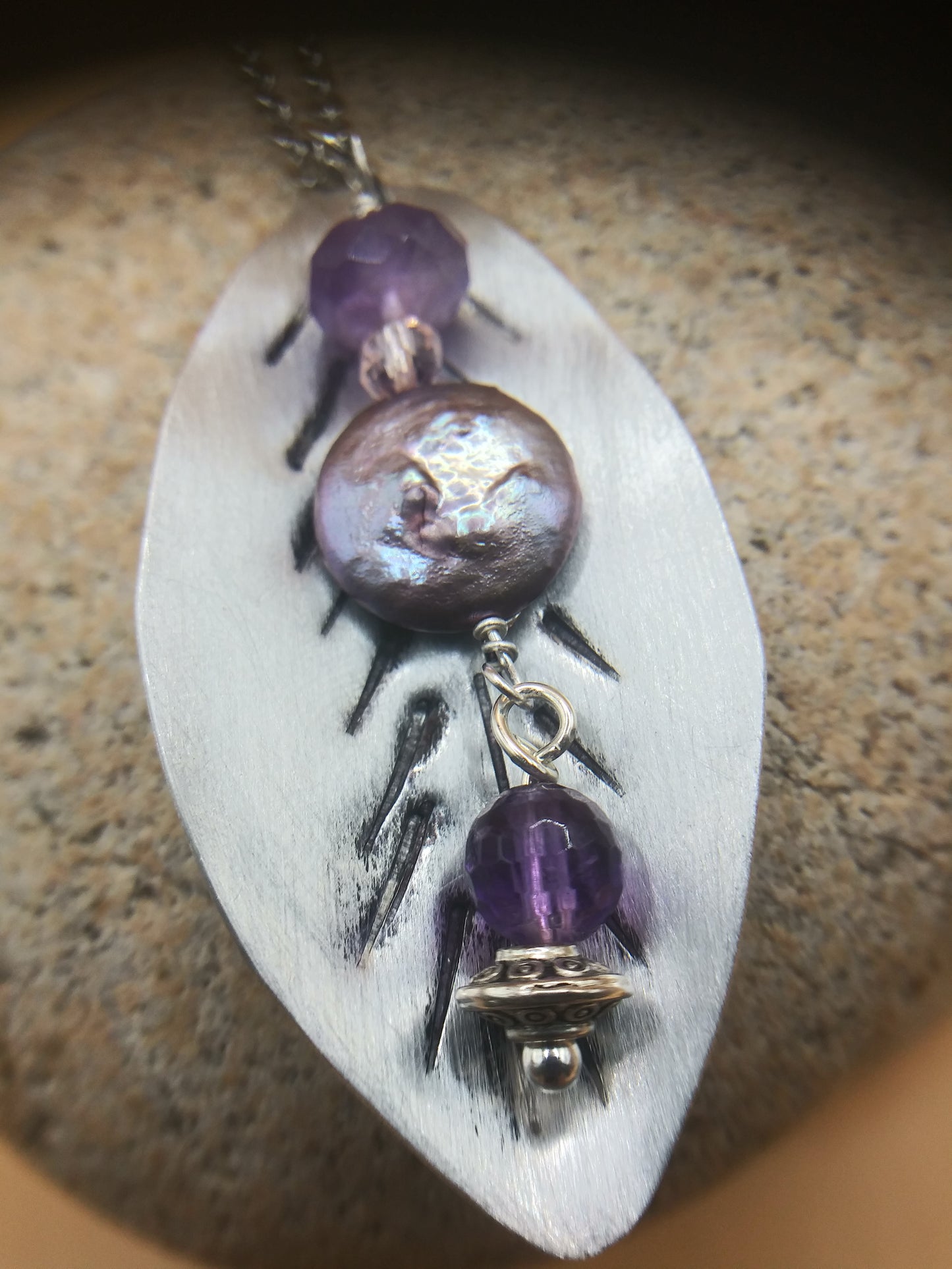 New Leaf Necklace with Coin Pearl