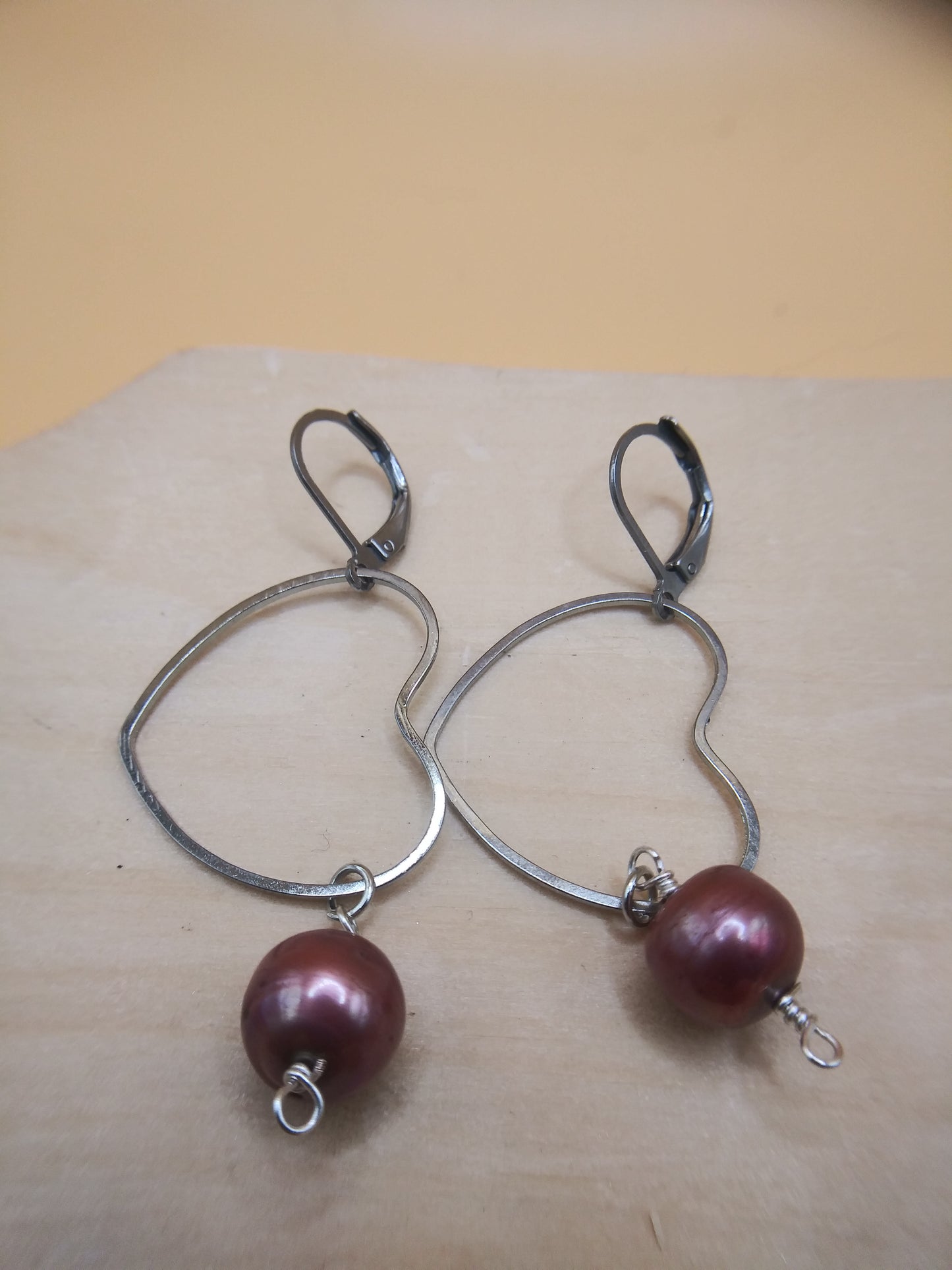 Cute Pink Heart Pearl Earrings