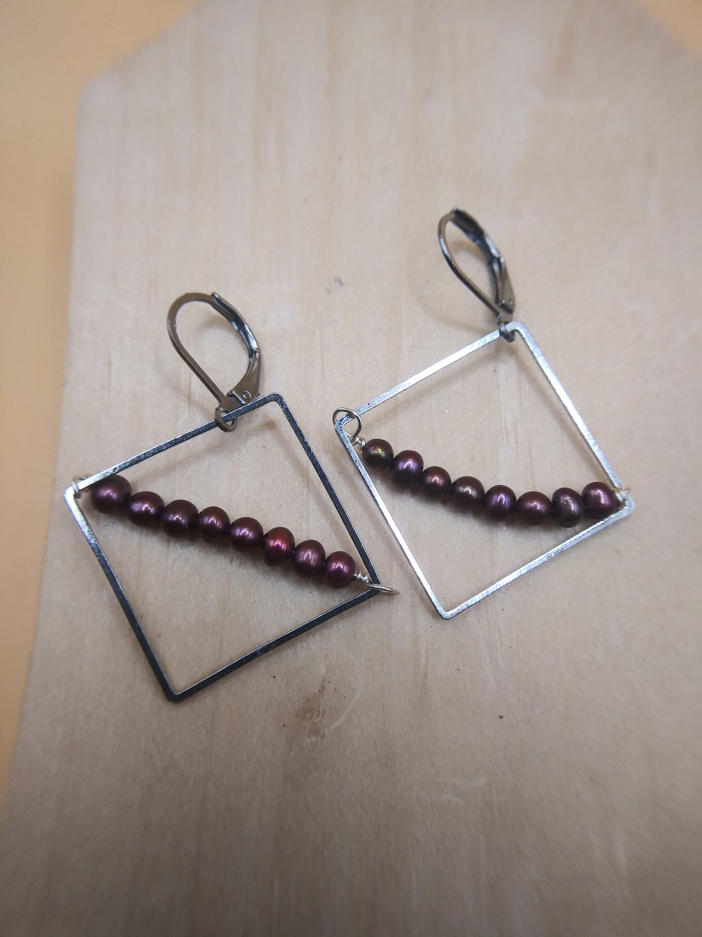 Dark Pink Pearls Earrings