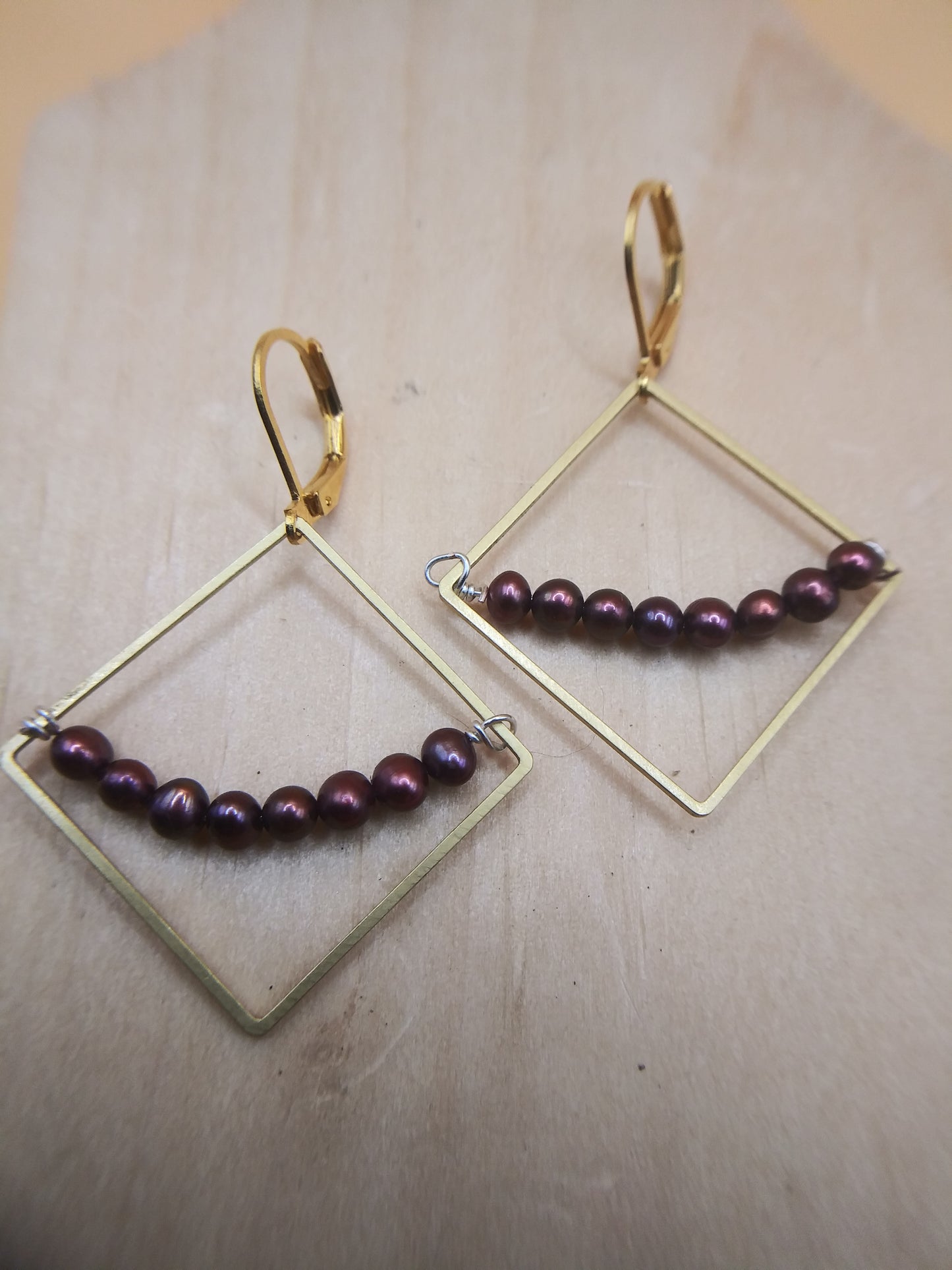 Dark Pink Pearls Earrings