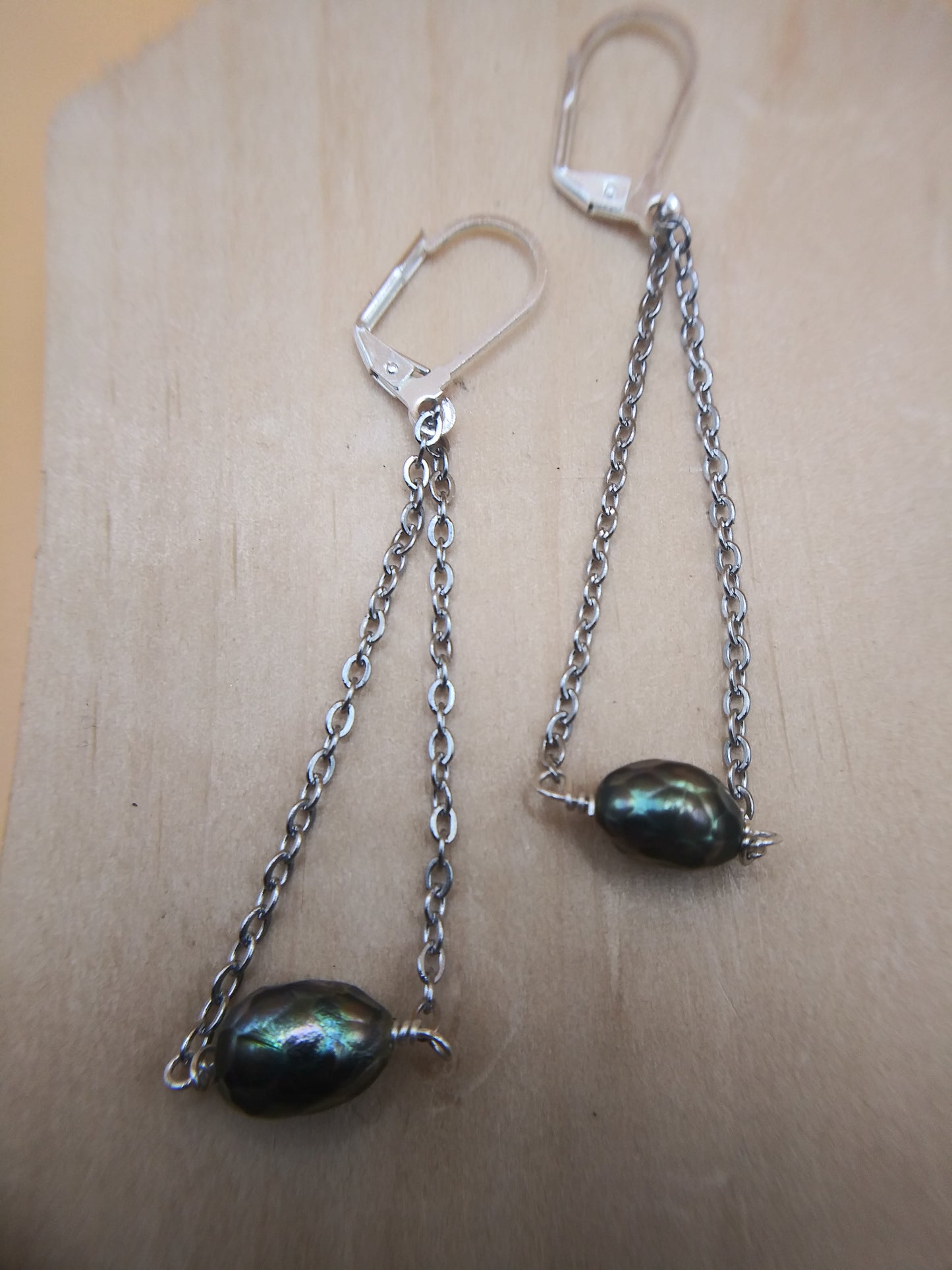 Dark Green Pearl Earrings