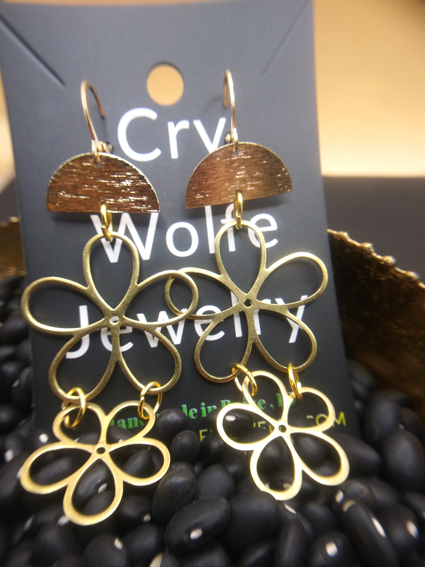 Double Gold Flowers Earrings