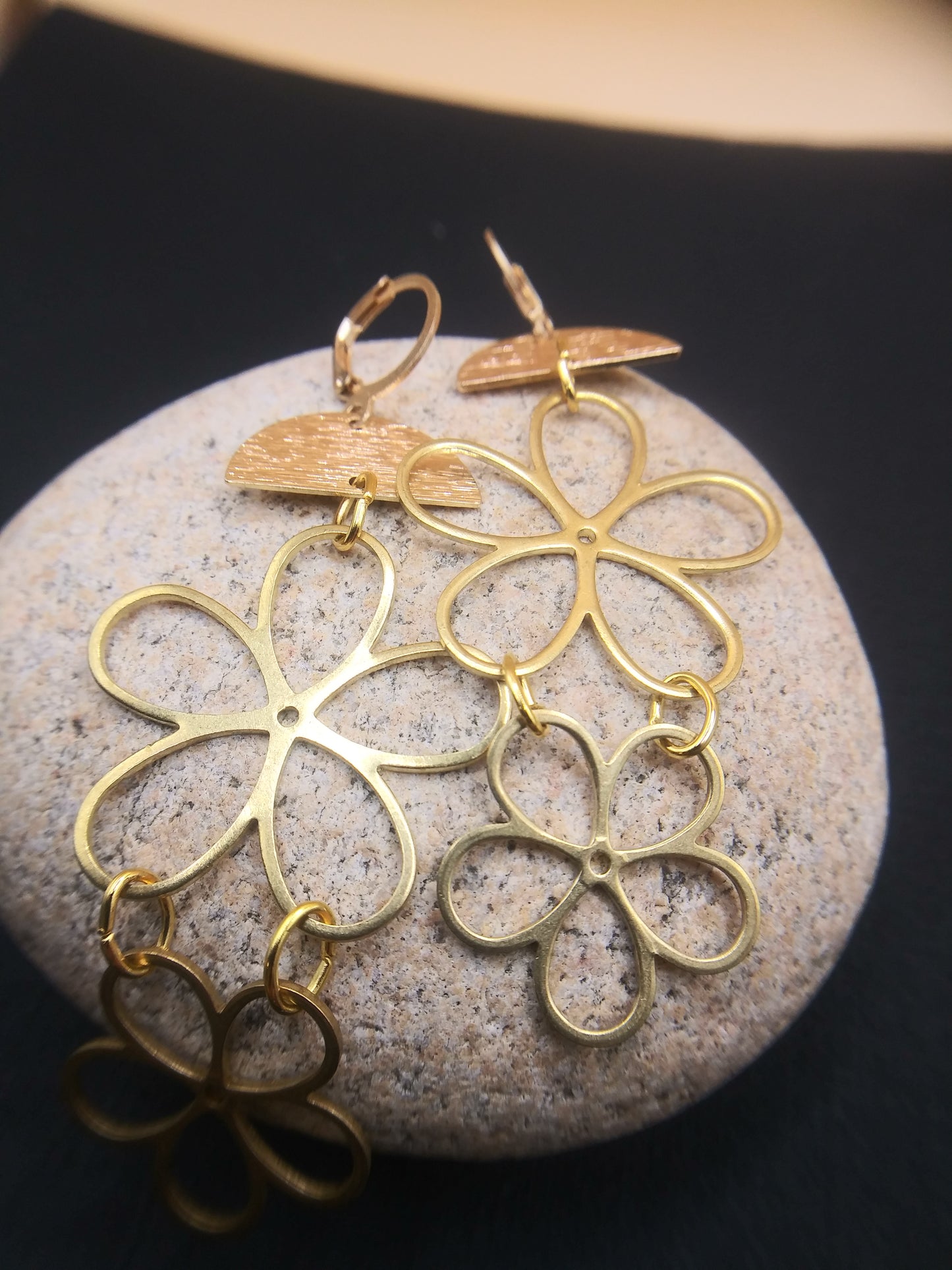 Double Gold Flowers Earrings