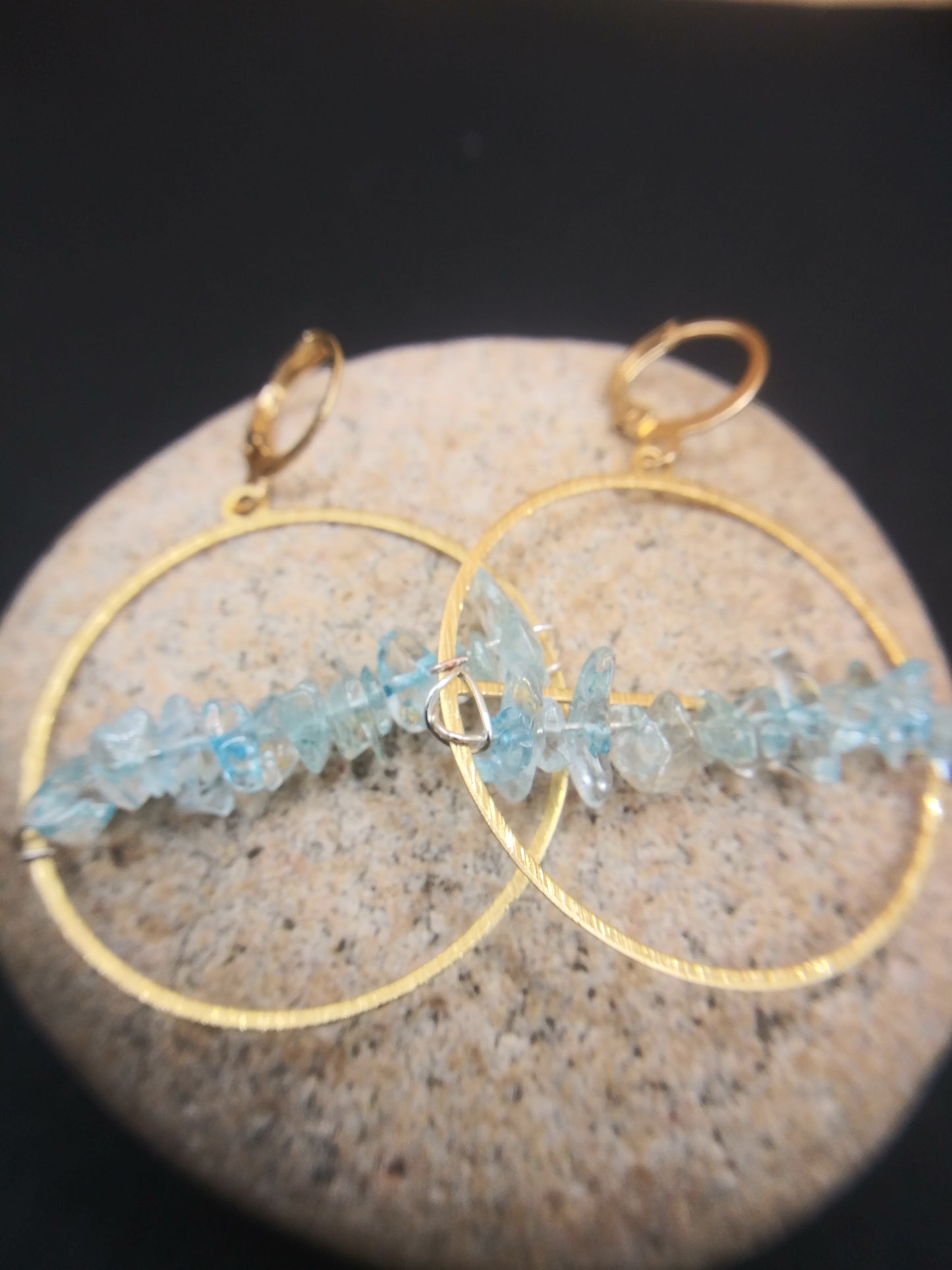 Gold and blue topaz earrings