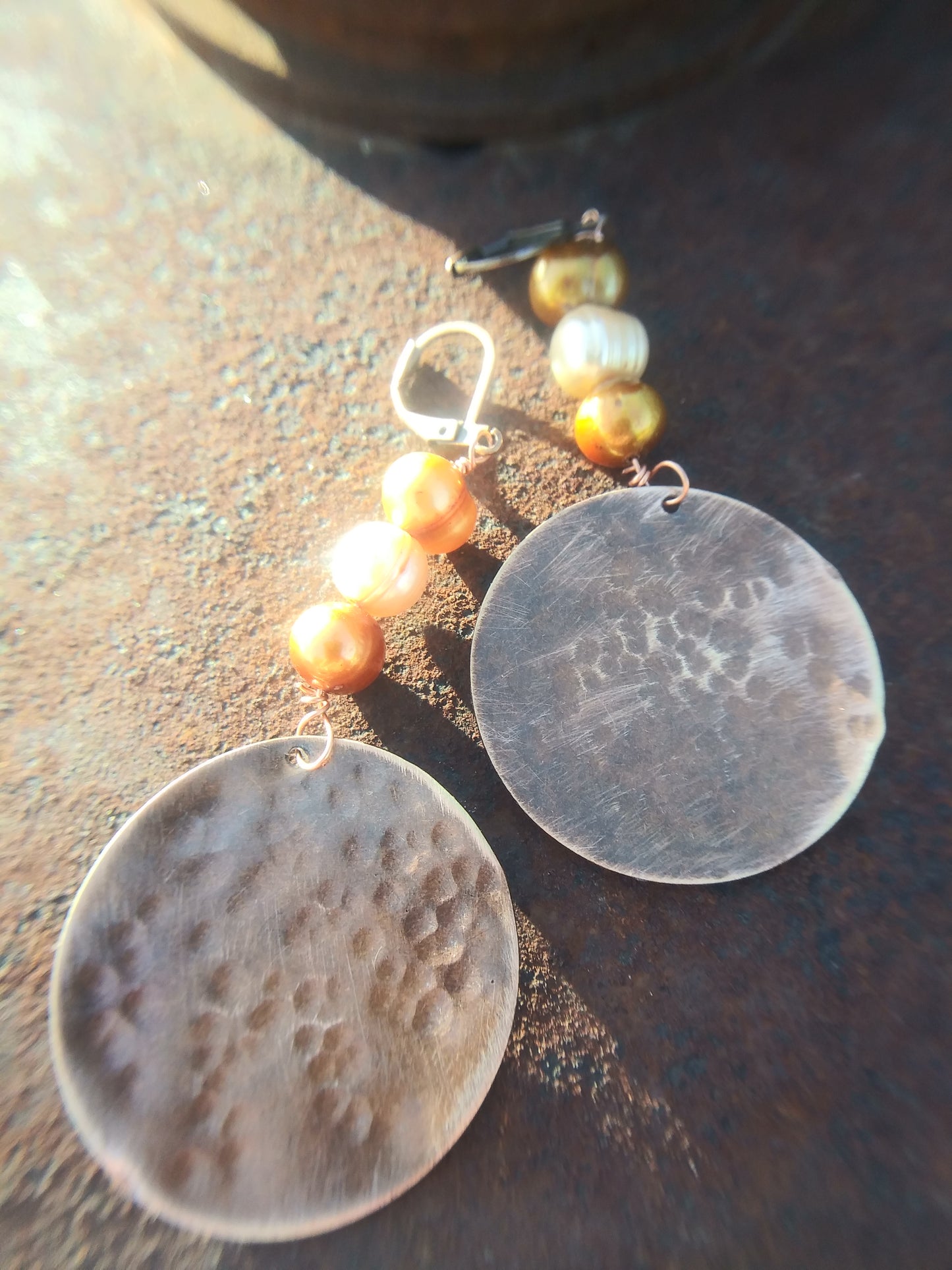 Copper Copy Earrings with discs