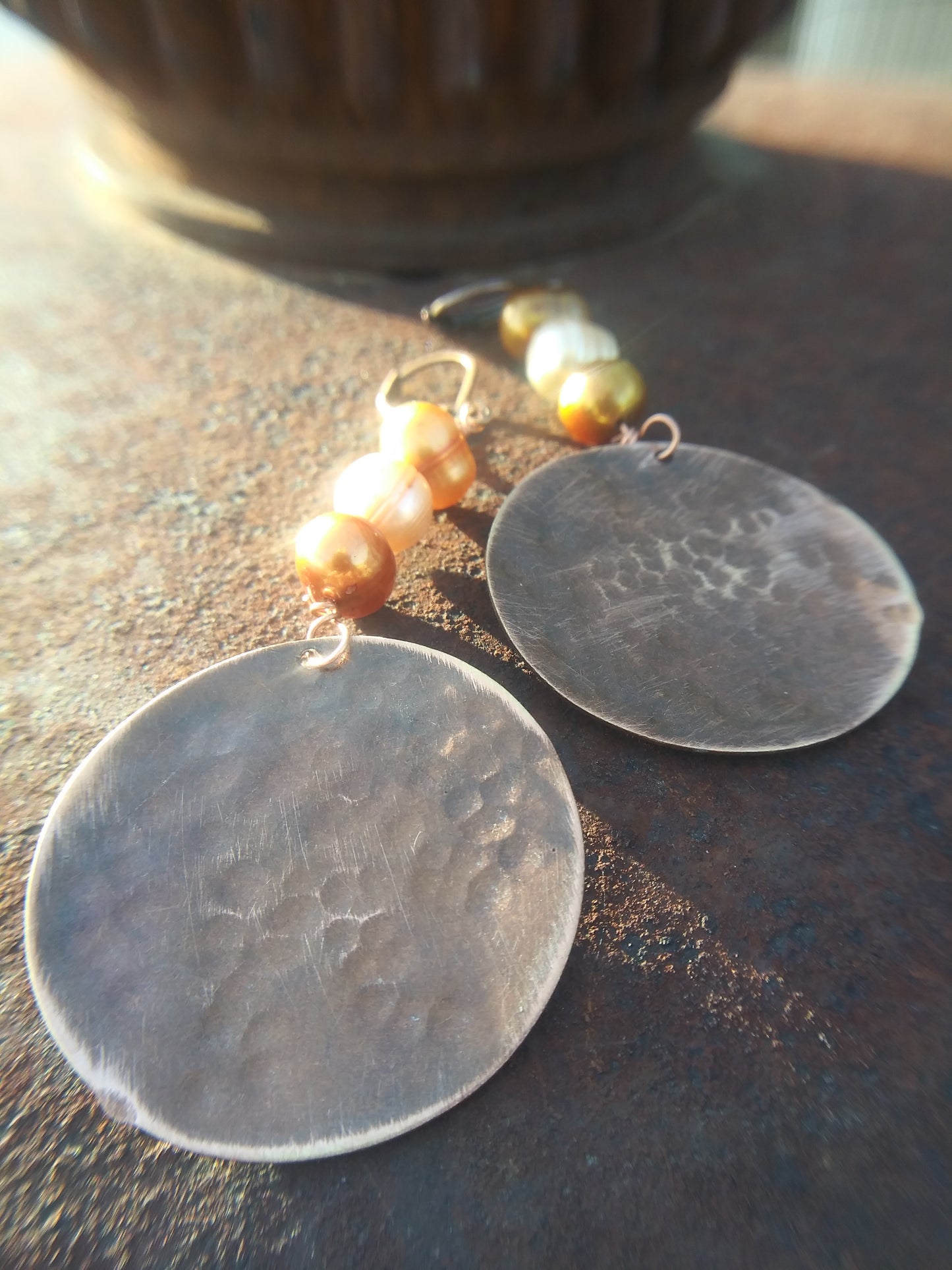 Copper Copy Earrings with discs