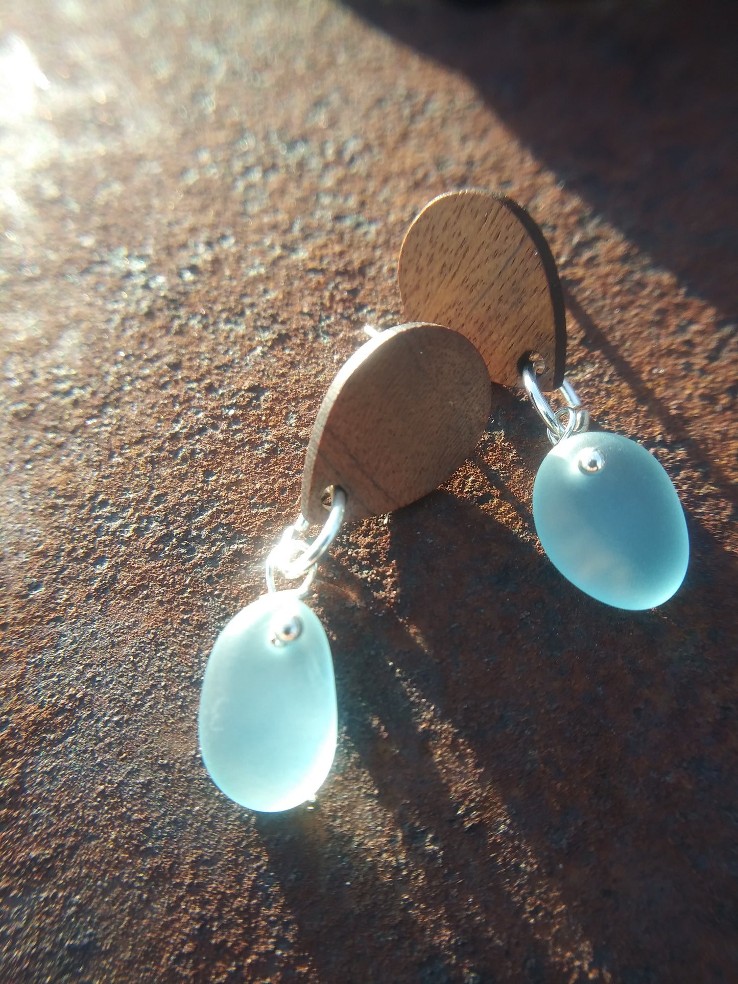 Light blue sea glass earrings