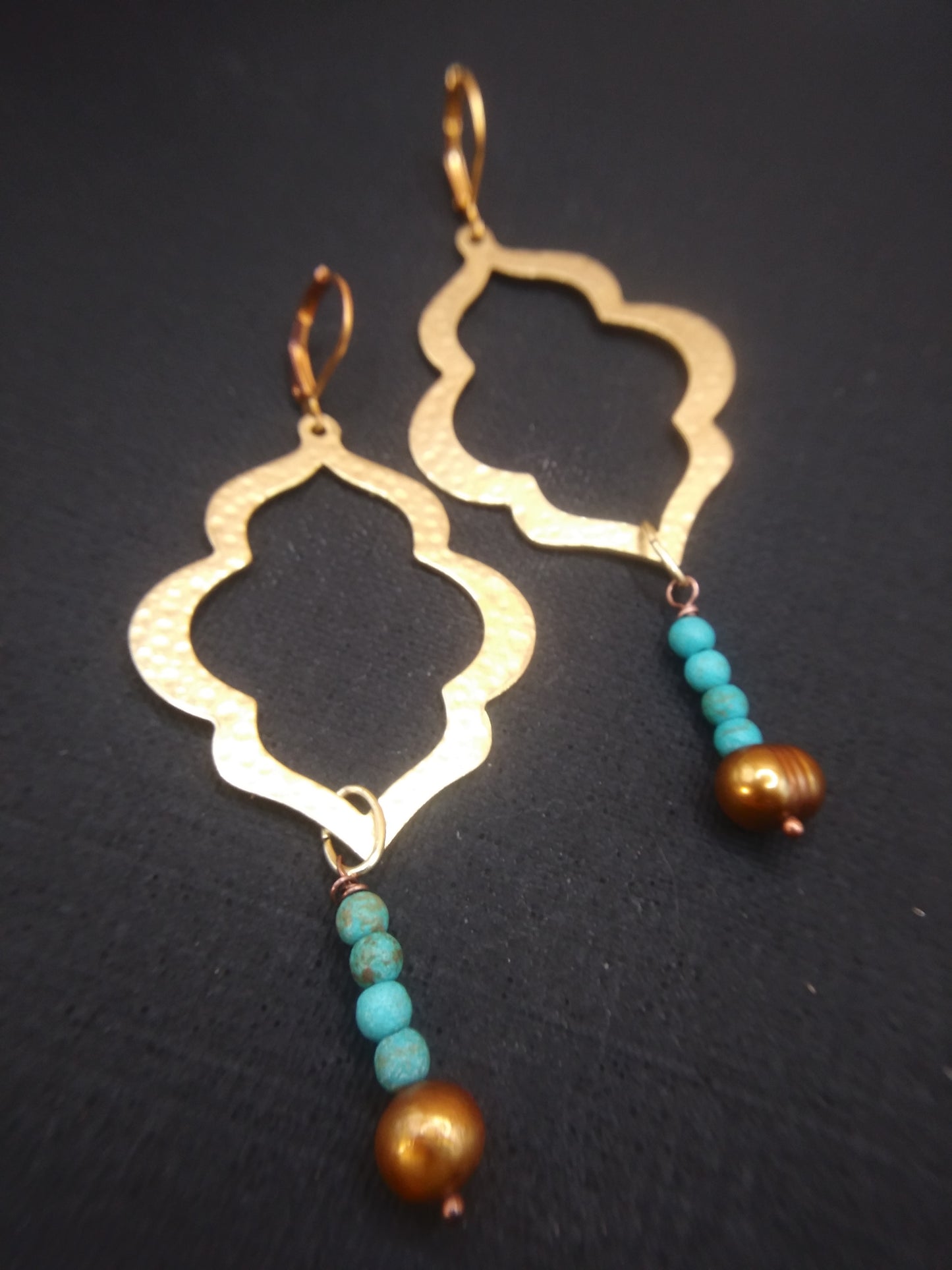India Bound Earrings with golden pearls drop