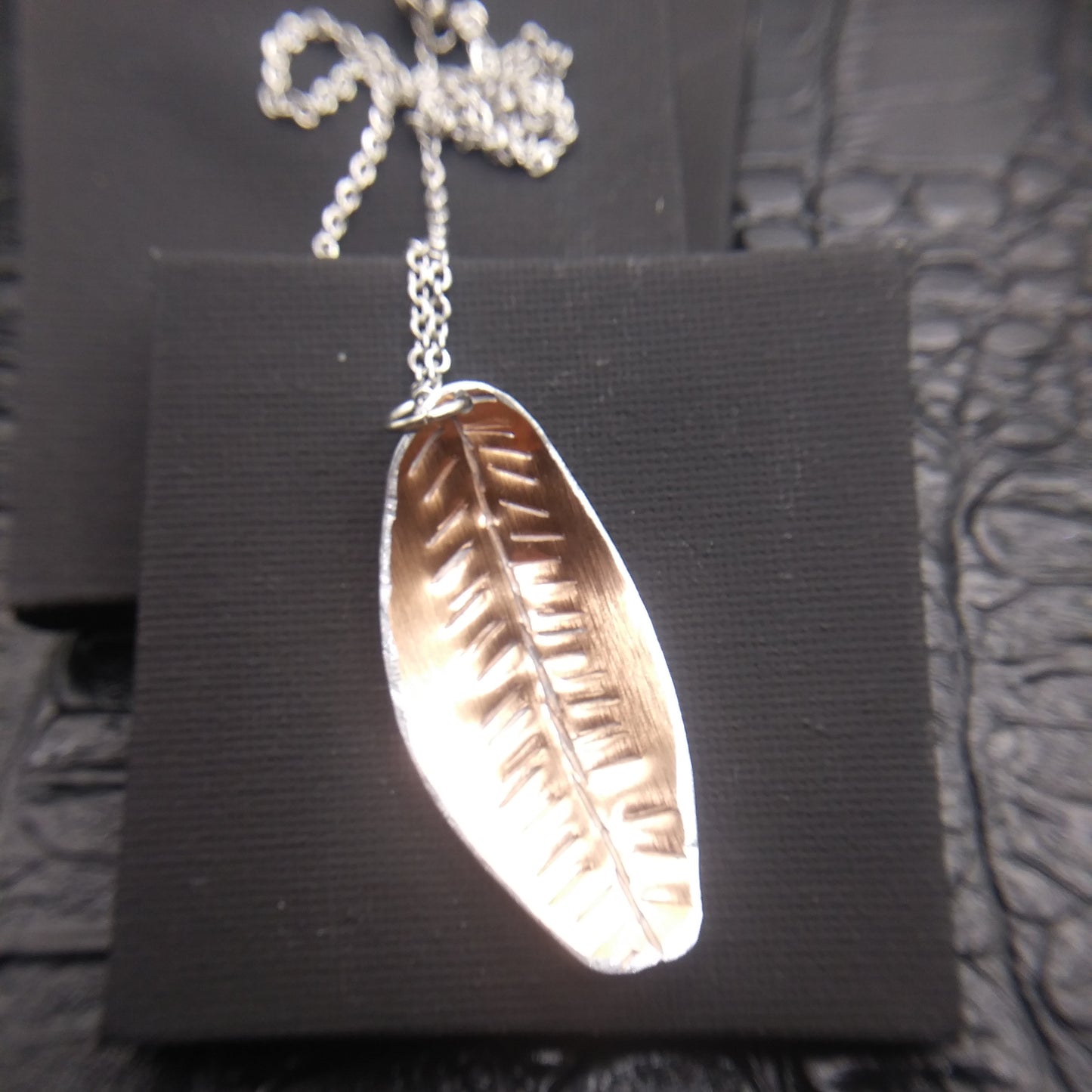 Copper Copys Feather Necklace 24 inches