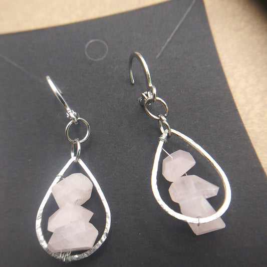 Rose Quartz Tear Drop Earrings