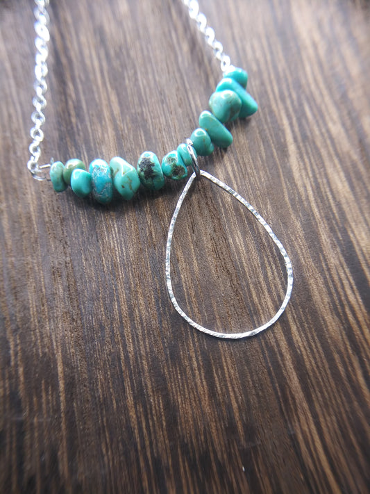 Turquoise Bar w/ Tear Drop Necklace