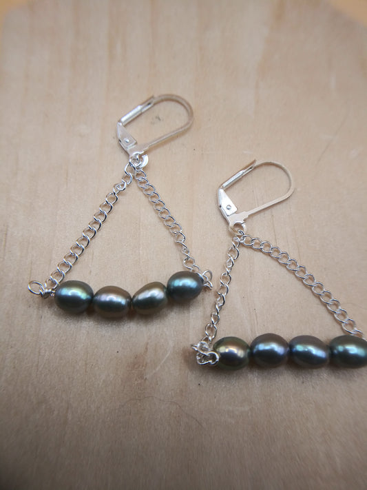 Teal Blue Pearl Earrings