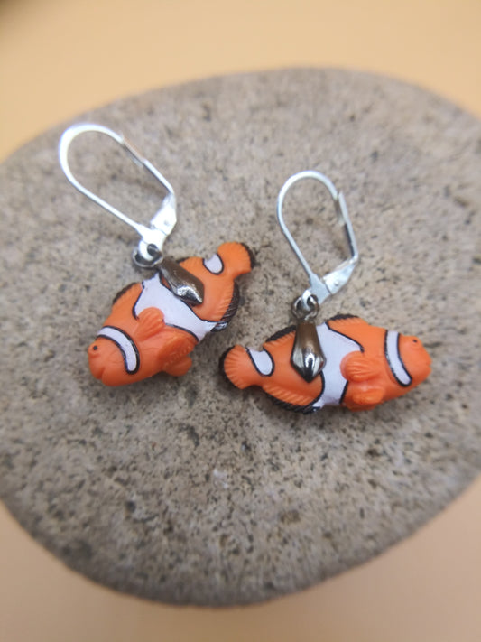 Rubber Orange Clown Fish Earrings