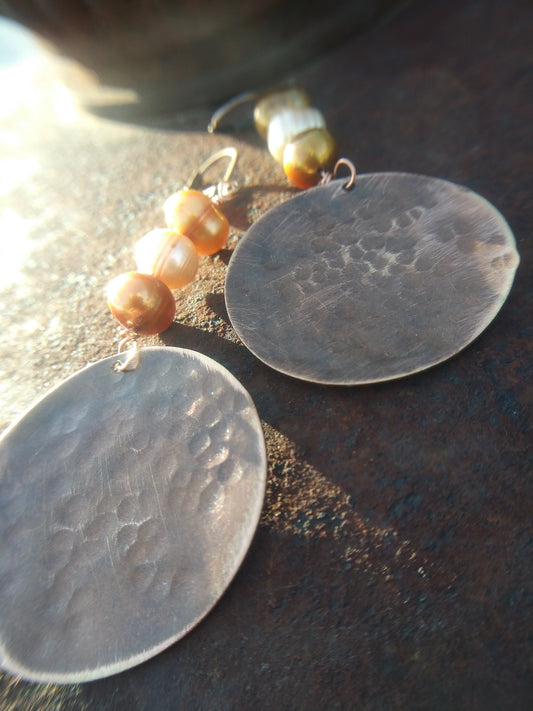 Copper Copy Earrings with discs