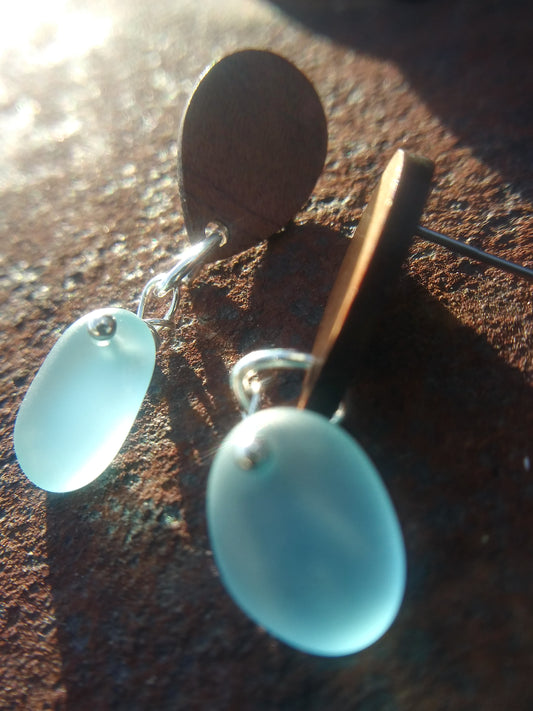 Light blue sea glass earrings