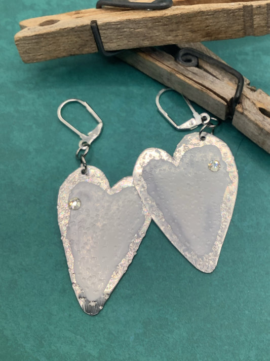 Random White Heart Earrings