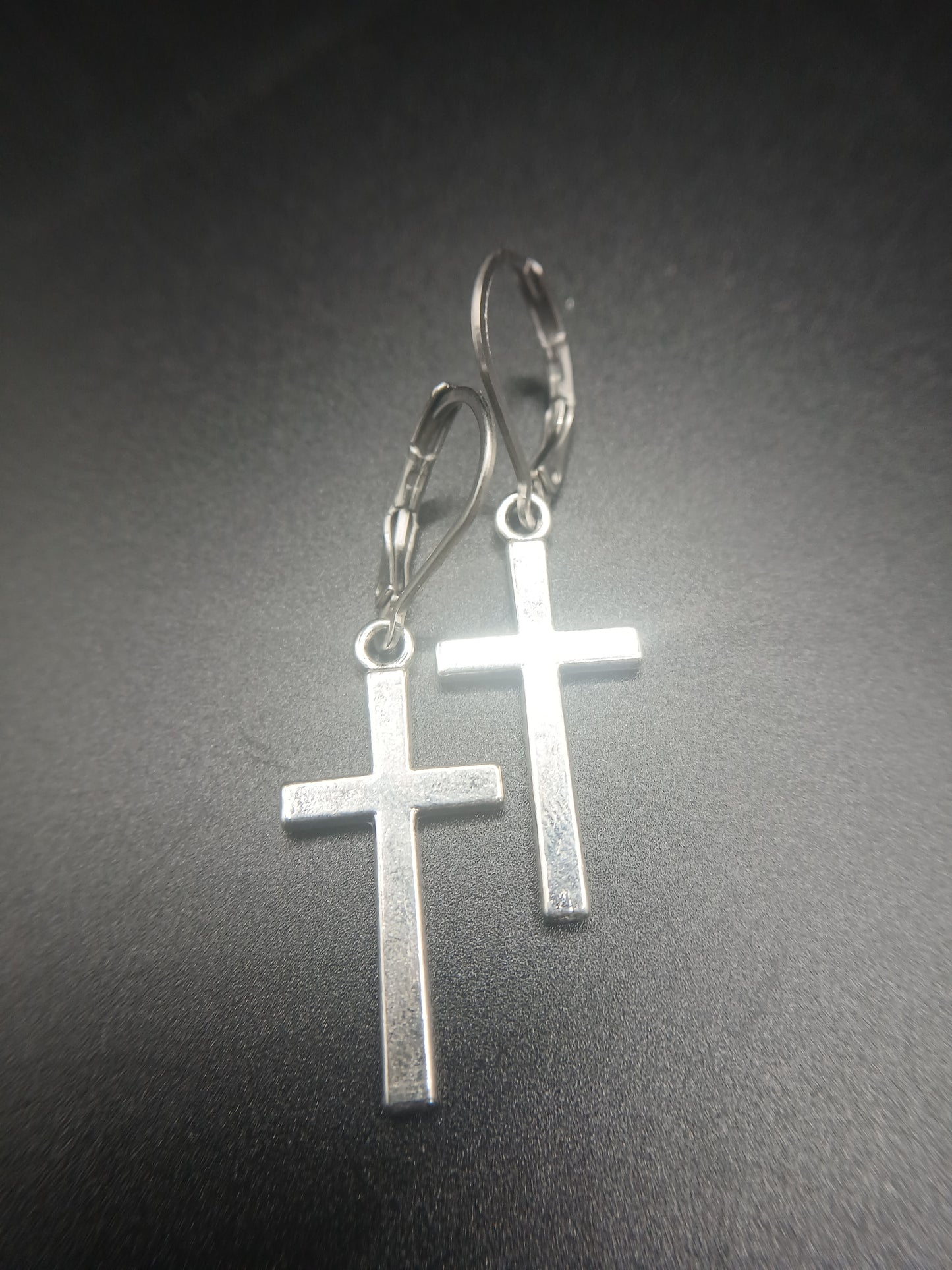 Silver small cross earrings