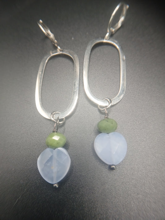 Silver ovals and heart  beads