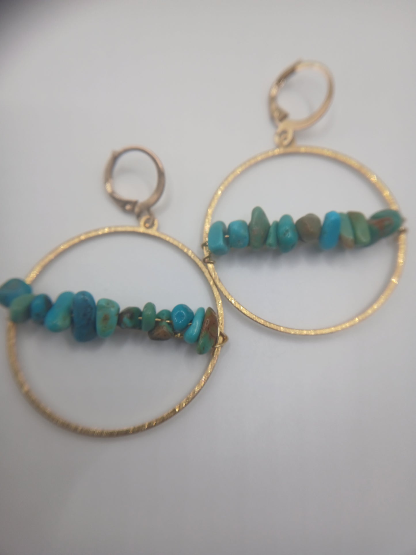 Turquoise and Gold hoops earrings